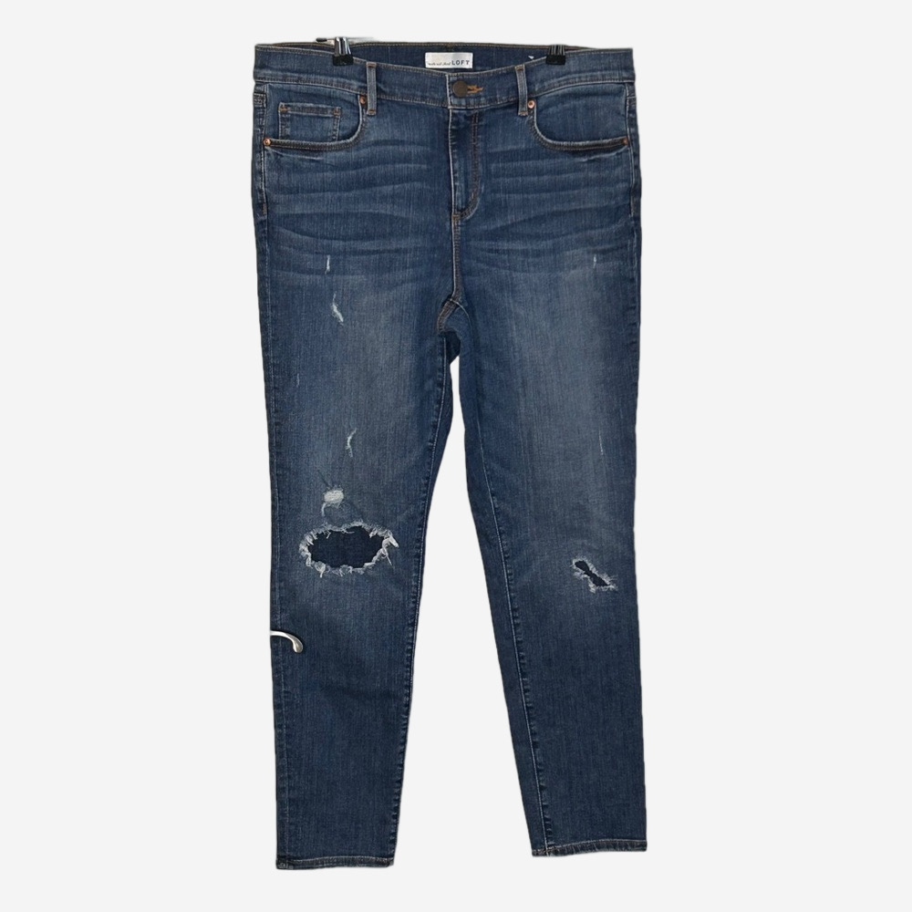 LOFT Distressed Skinny Dark Wash Ankle Jeans Size 31/12